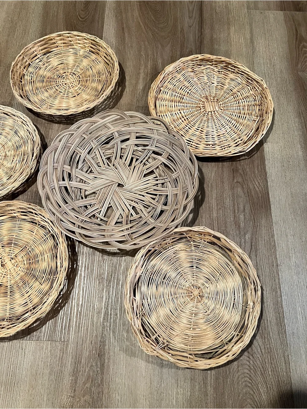 Vintage Woven Rattan Decorative Wall Basket - Natural Beige